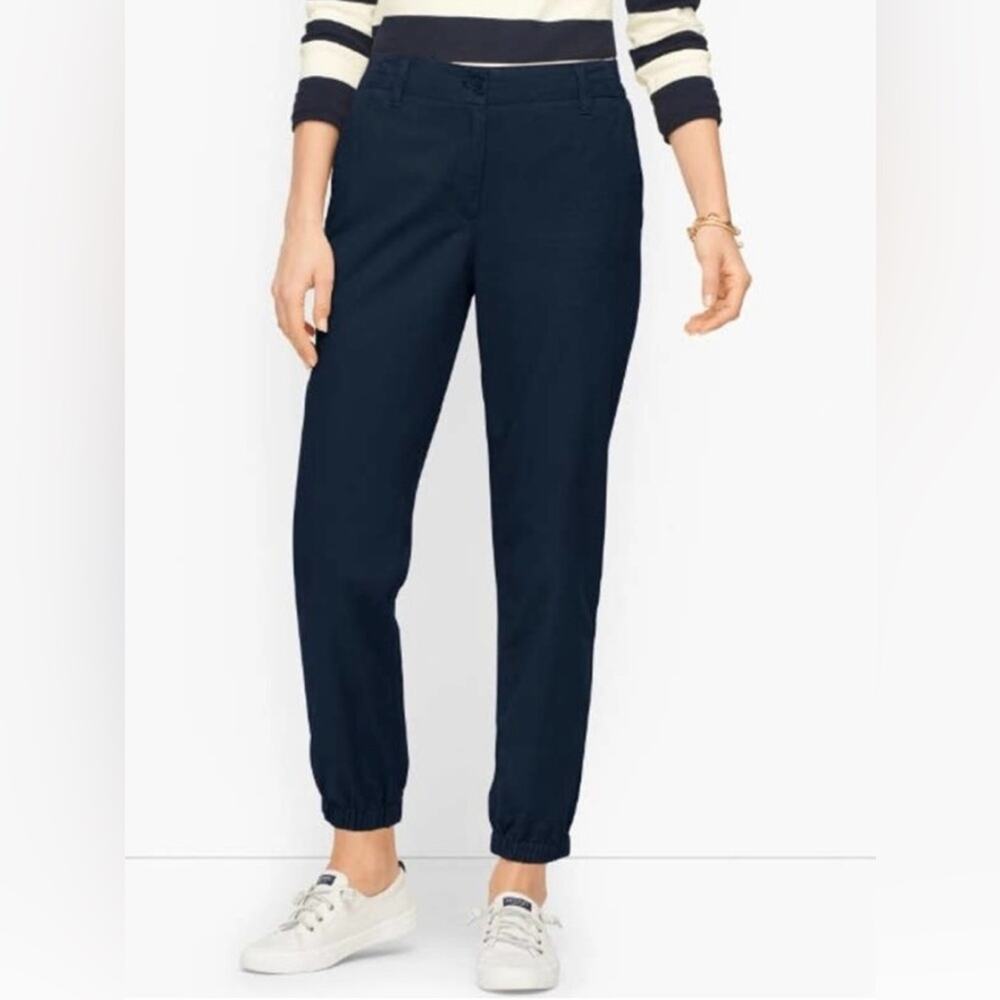 Talbots Jogger Pants Women's Size S Blue Athleisure Relaxed Fit Ankle Minimalist